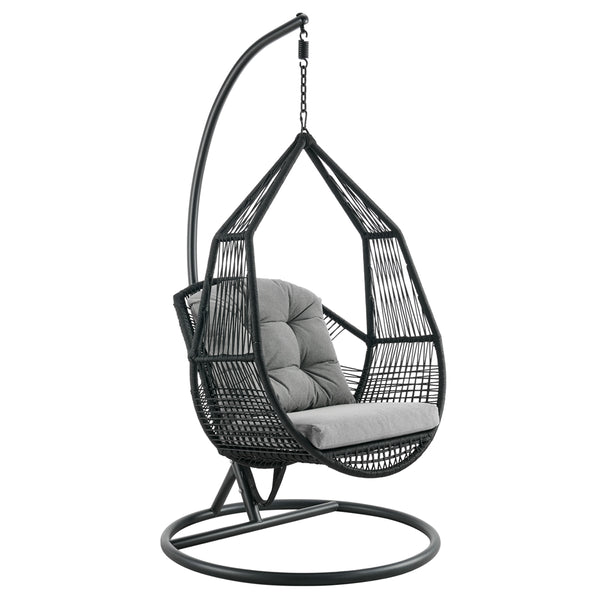 Lydia Geometric Rattan & Rope Mix Indoor Outdoor Hanging Chair