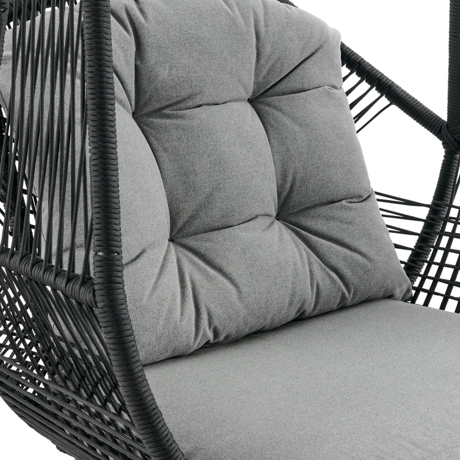 Lydia Geometric Rattan & Rope Mix Indoor Outdoor Hanging Chair