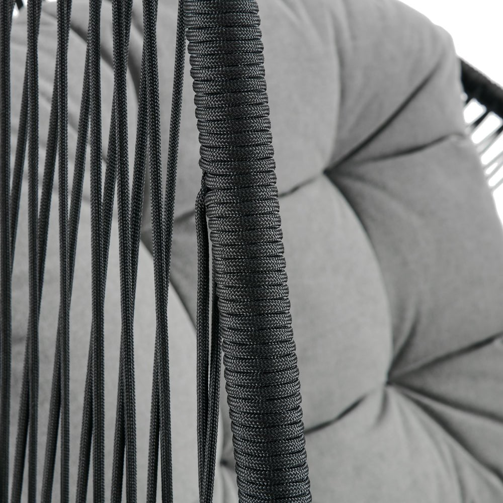 Lydia Geometric Rattan & Rope Mix Indoor Outdoor Hanging Chair