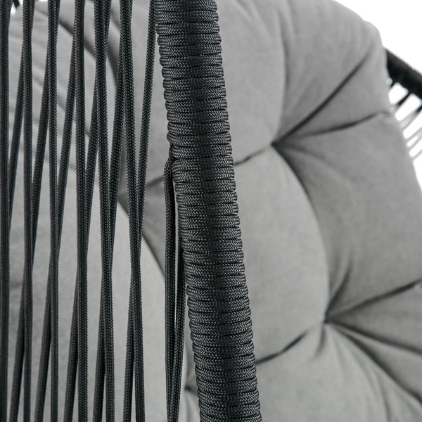 Lydia Geometric Rattan & Rope Mix Indoor Outdoor Hanging Chair