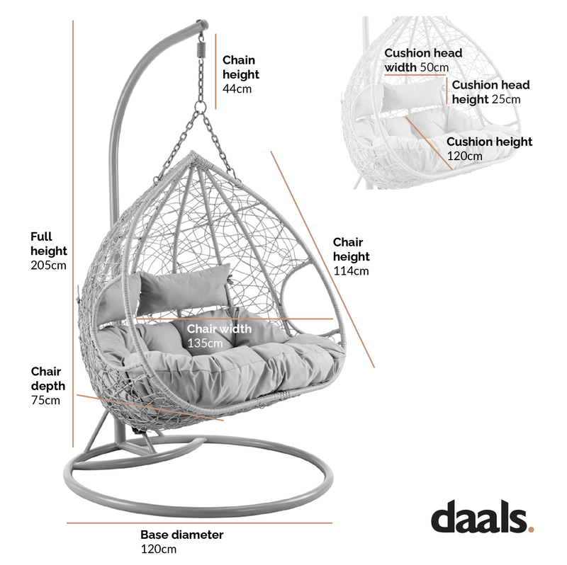 Deneb Light Grey Indoor Outdoor Double Hanging Chair
