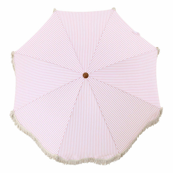 Gabriel Pink and White Striped Fringed Parasol with Tilt