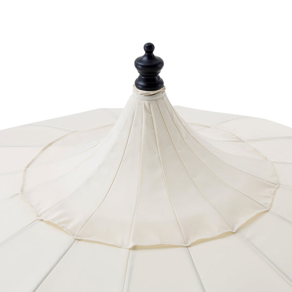Hacienda 2.4M Beige Beaded Carousel Garden Parasol with Fringe Tassels and Aluminium Tilt