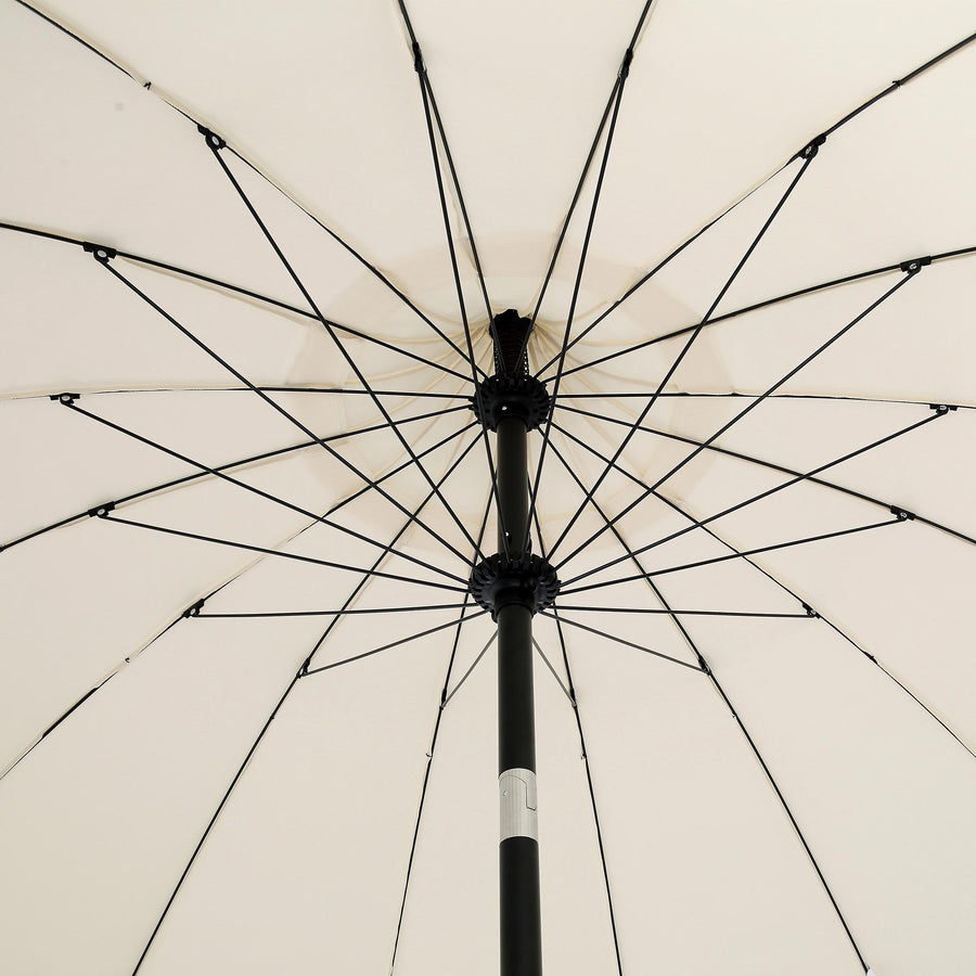 Hacienda 2.4M Beige Beaded Carousel Garden Parasol with Fringe Tassels and Aluminium Tilt