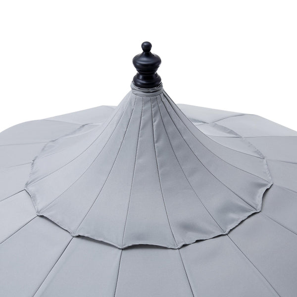 Hacienda 2.4M Light Grey Beaded Carousel Garden Parasol with Fringe Tassels and Aluminium Tilt