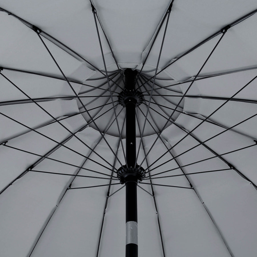 Hacienda 2.4M Light Grey Beaded Carousel Garden Parasol with Fringe Tassels and Aluminium Tilt