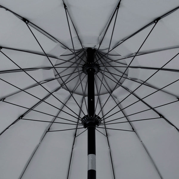 Hacienda 2.4M Light Grey Beaded Carousel Garden Parasol with Fringe Tassels and Aluminium Tilt