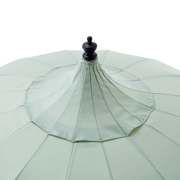 Hacienda 2.4M Sage Green Beaded Carousel Garden Parasol with Fringe Tassels and Aluminium Tilt