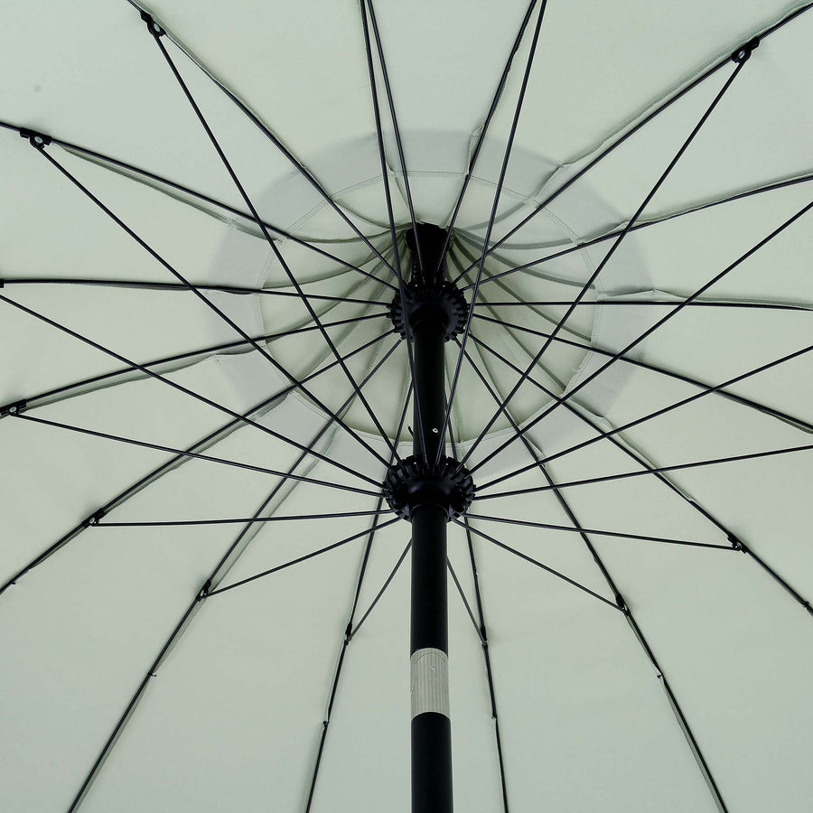 Hacienda 2.4M Sage Green Beaded Carousel Garden Parasol with Fringe Tassels and Aluminium Tilt