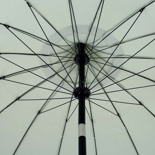 Hacienda 2.4M Sage Green Beaded Carousel Garden Parasol with Fringe Tassels and Aluminium Tilt