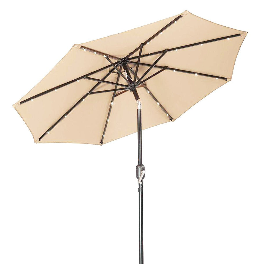 3M LED Light Aluminium Frame Garden Parasol with Tilt Crank, Beige