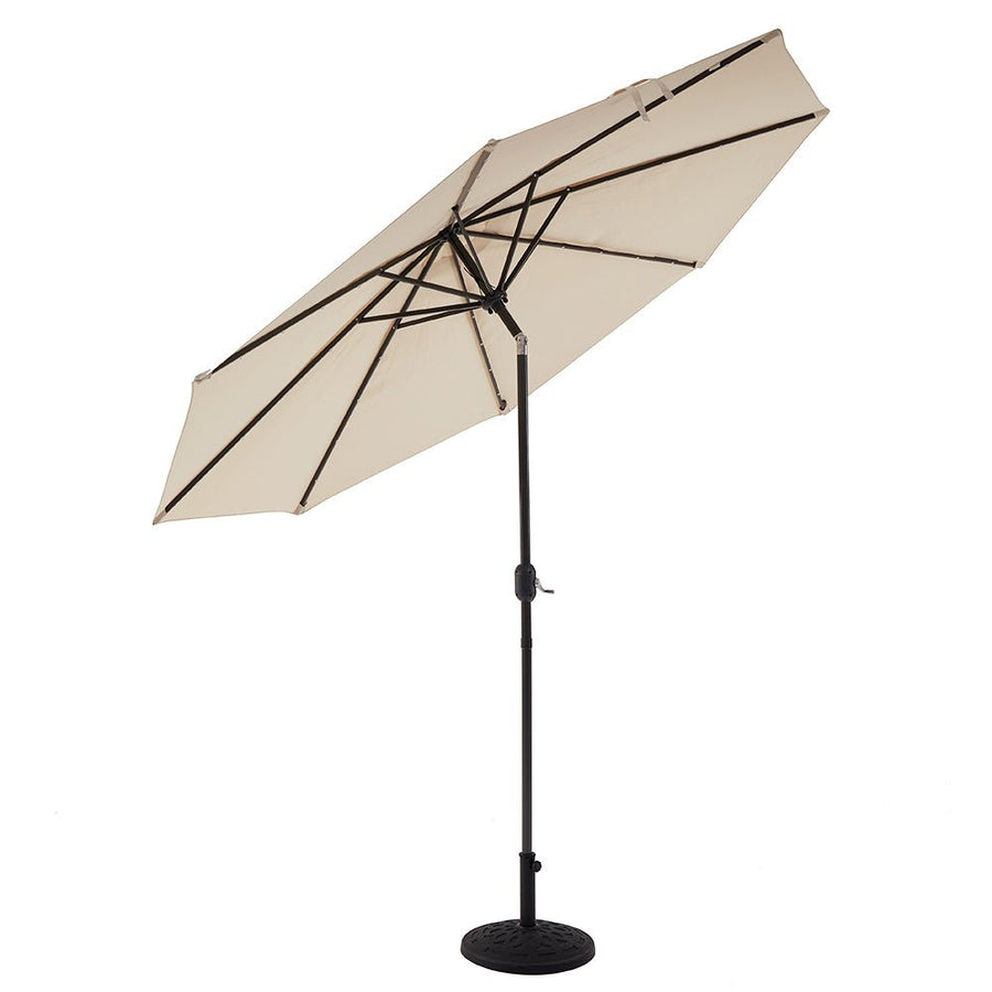 3M LED Light Aluminium Frame Garden Parasol with Tilt Crank, Beige