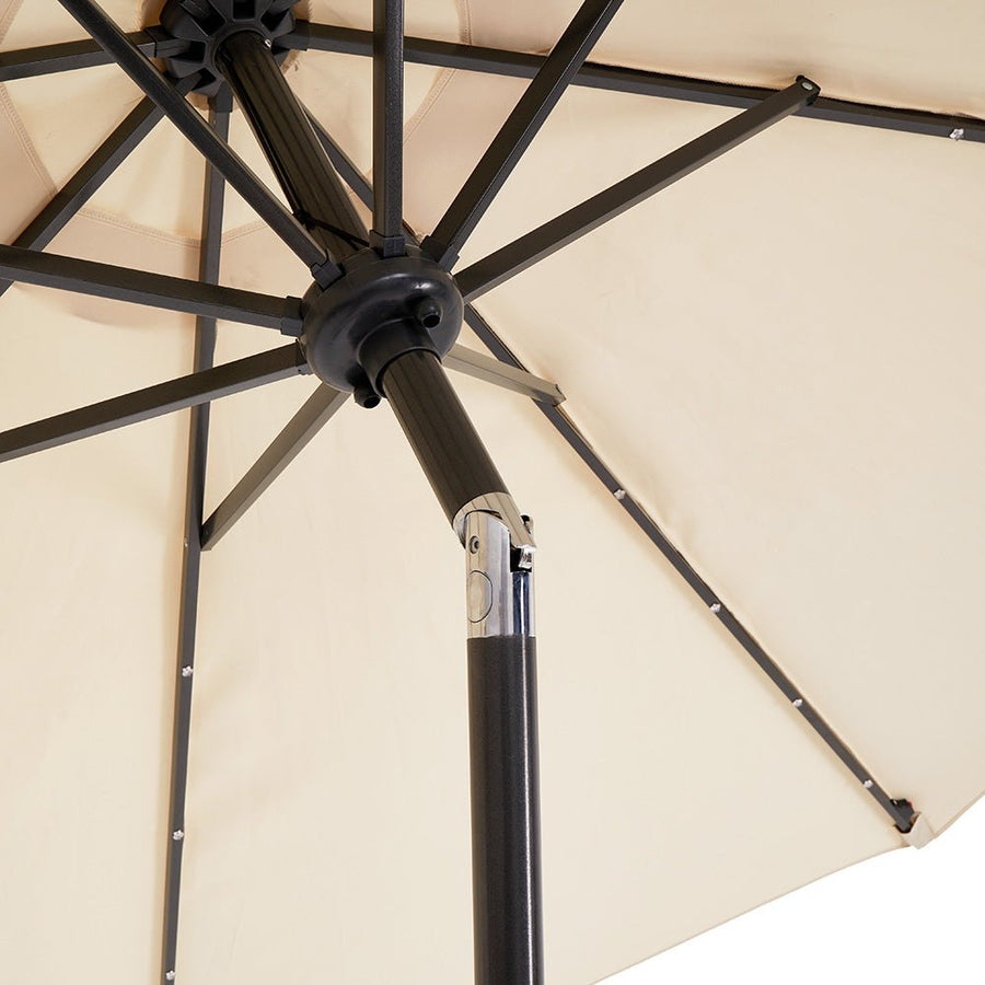 3M LED Light Aluminium Frame Garden Parasol with Tilt Crank, Beige