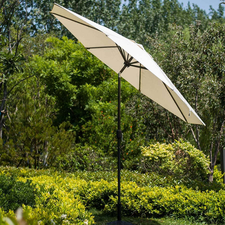 3M LED Light Aluminium Frame Garden Parasol with Tilt Crank, Beige