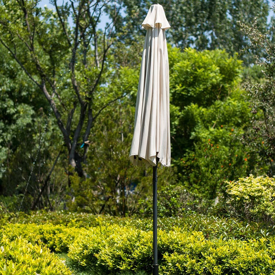 3M LED Light Aluminium Frame Garden Parasol with Tilt Crank, Beige