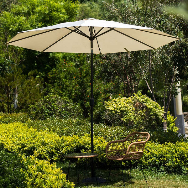 3M LED Light Aluminium Frame Garden Parasol with Tilt Crank , Beige