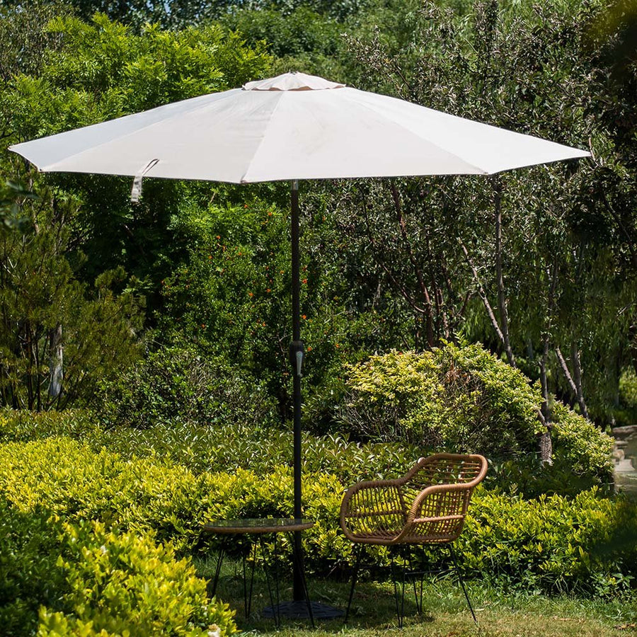 3M LED Light Aluminium Frame Garden Parasol with Tilt Crank, Beige
