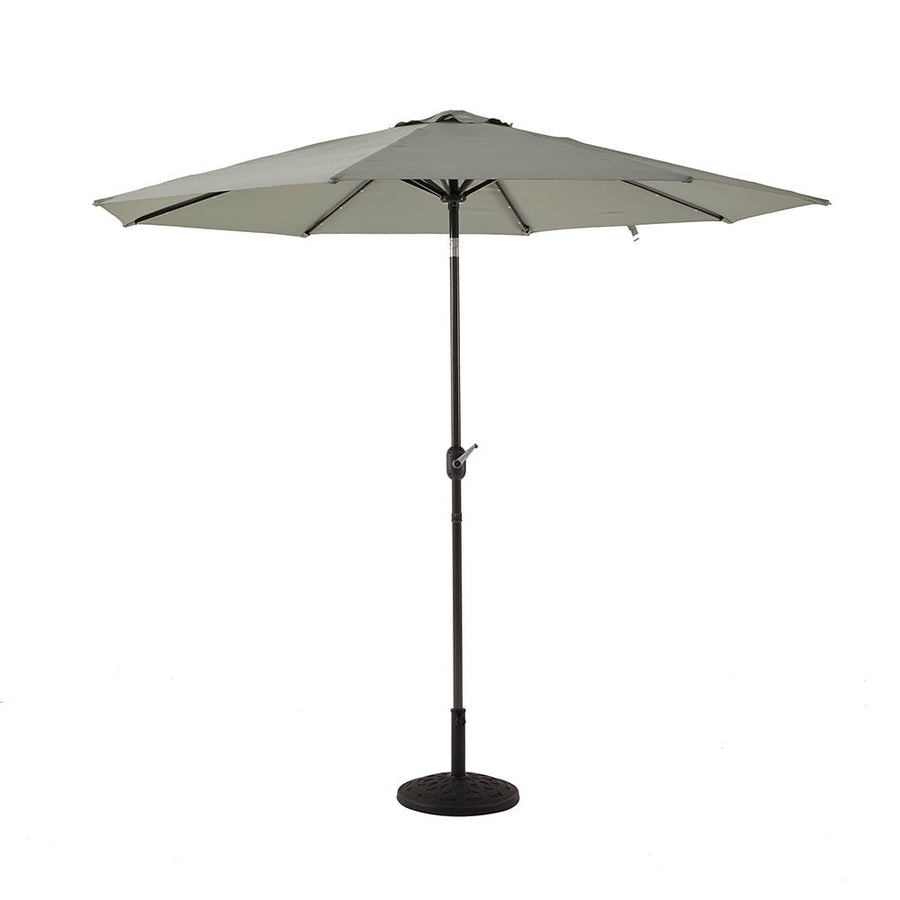 3M LED Light Aluminium Frame Garden Parasol with Tilt Crank, Grey