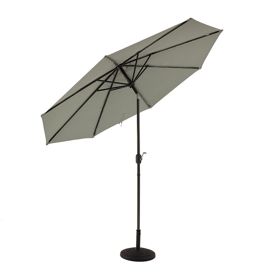 3M LED Light Aluminium Frame Garden Parasol with Tilt Crank, Grey