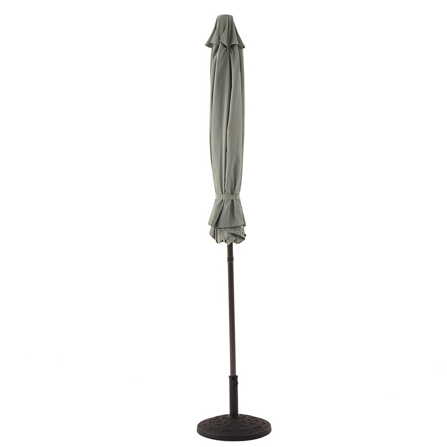 3M LED Light Aluminium Frame Garden Parasol with Tilt Crank, Grey