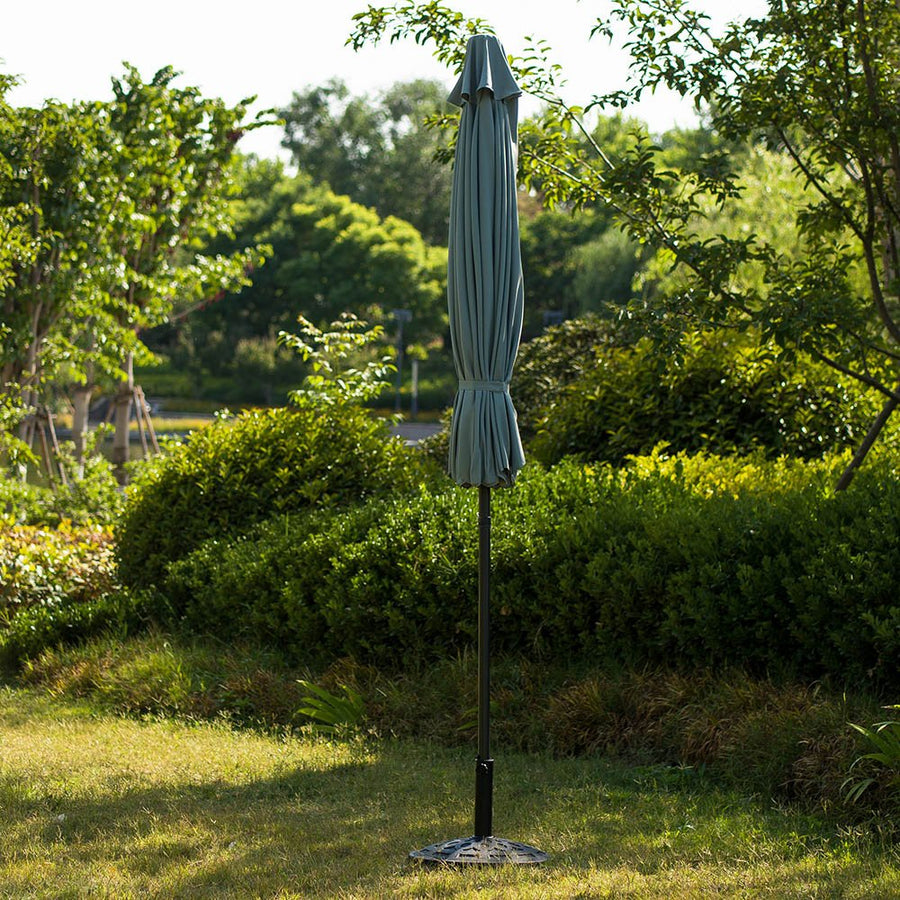 3M LED Light Aluminium Frame Garden Parasol with Tilt Crank, Grey