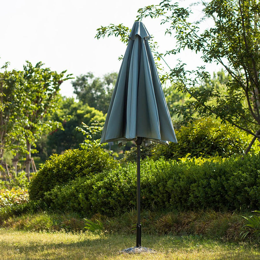 3M LED Light Aluminium Frame Garden Parasol with Tilt Crank, Grey