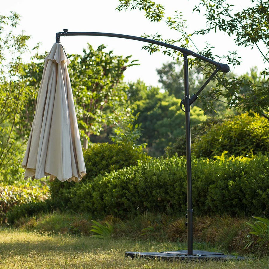 3M LED Light Cantilever Garden Leanover Parasol, Beige