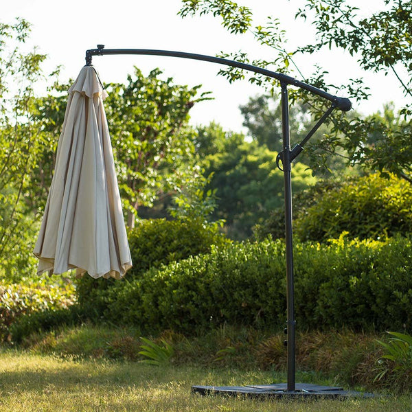 3M LED Light Cantilever Garden Leanover Parasol, Beige