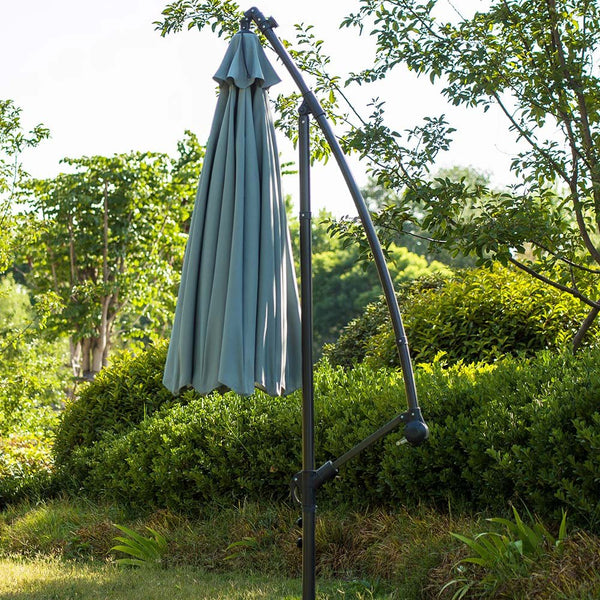 3M LED Light Cantilever Garden Leanover Parasol, Grey