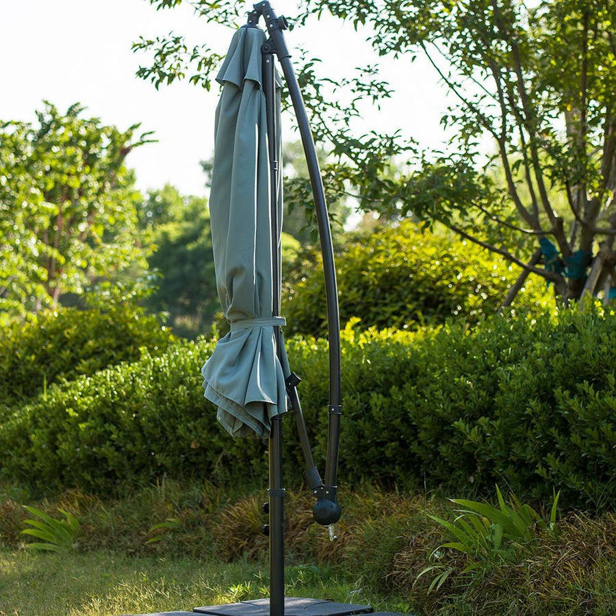 3M LED Light Cantilever Garden Leanover Parasol, Grey