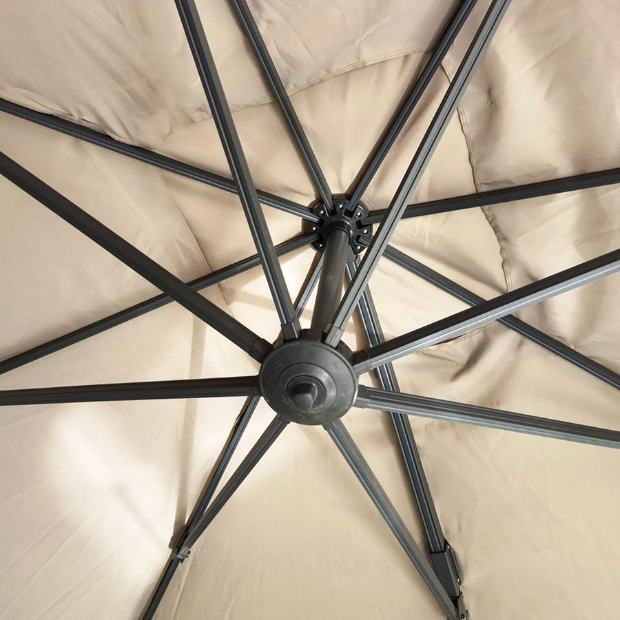 300cm Large Square 360° Aluminium Roma Cantilever Garden Hanging Parasol, Beige