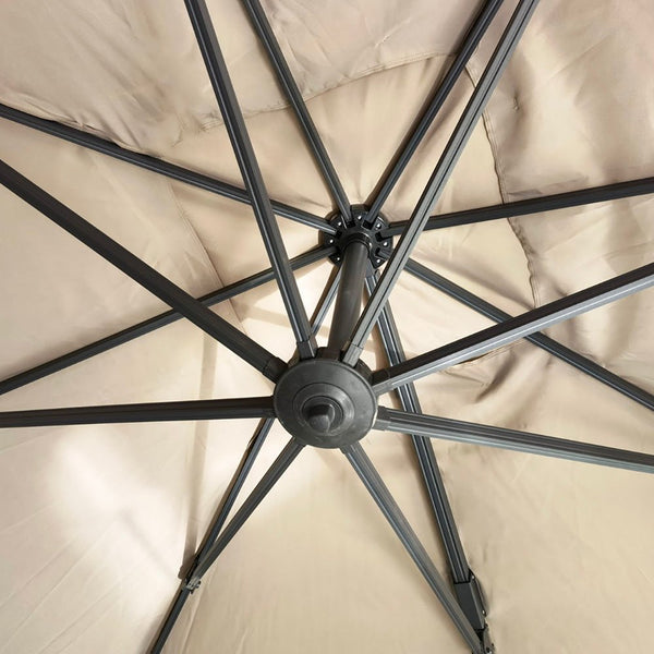 300cm Large Square 360° Aluminium Roma Cantilever Garden Hanging Parasol, Beige