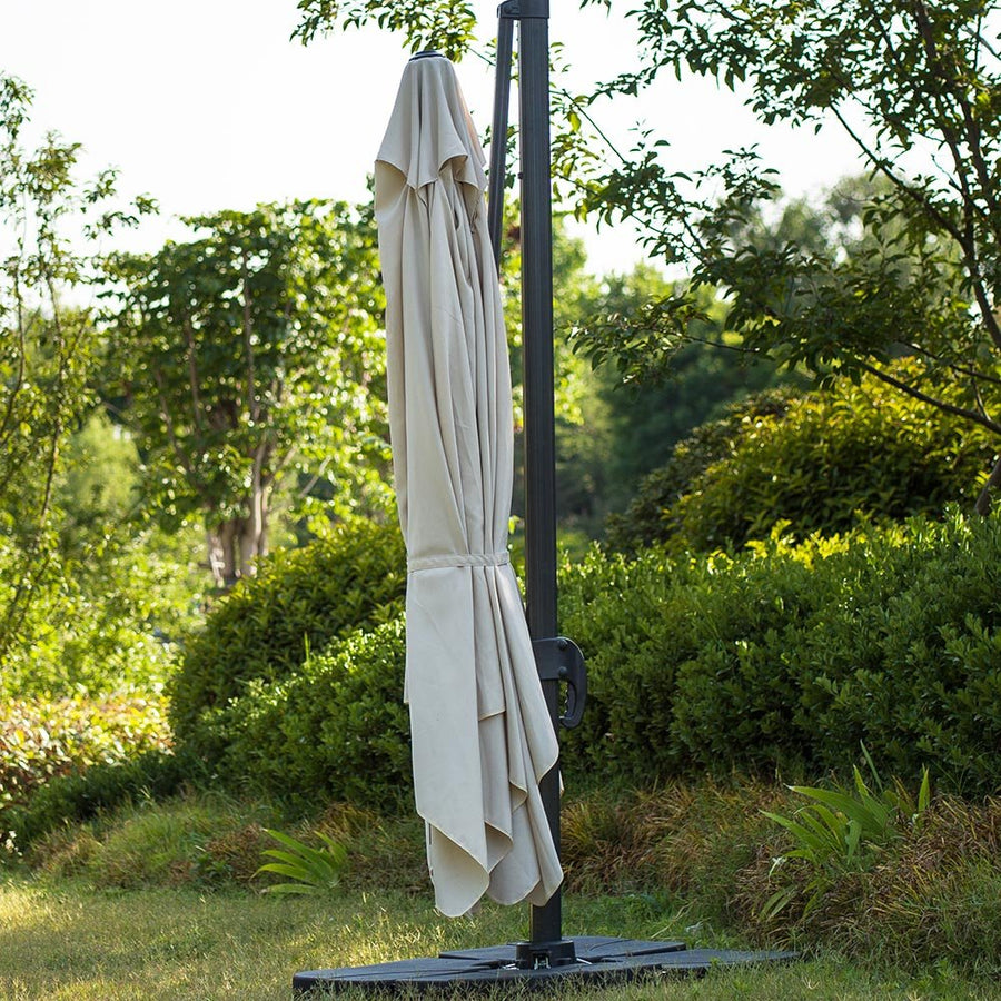 300cm Large Square 360° Aluminium Roma Cantilever Garden Hanging Parasol, Beige