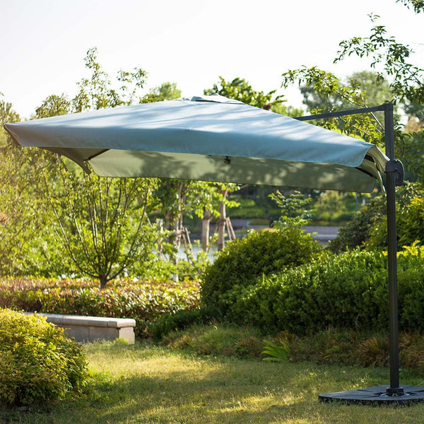 300cm Large Square 360° Aluminium Roma Cantilever Garden Hanging Parasol, Grey