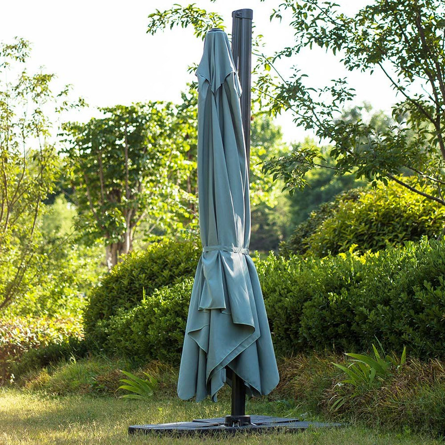 300cm Large Square 360° Aluminium Roma Cantilever Garden Hanging Parasol, Grey