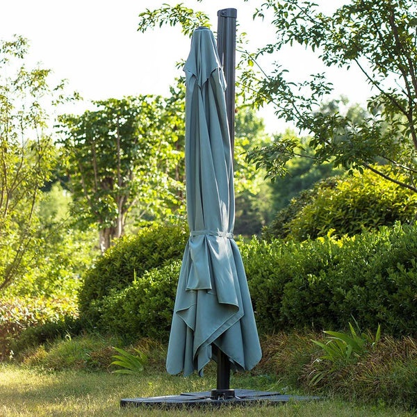 300cm Large Square 360° Aluminium Roma Cantilever Garden Hanging Parasol, Grey