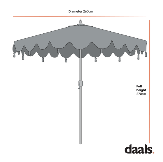 Tropical Pattern 2.6M Octagonal Tassel Parasol with Aluminium Tilt
