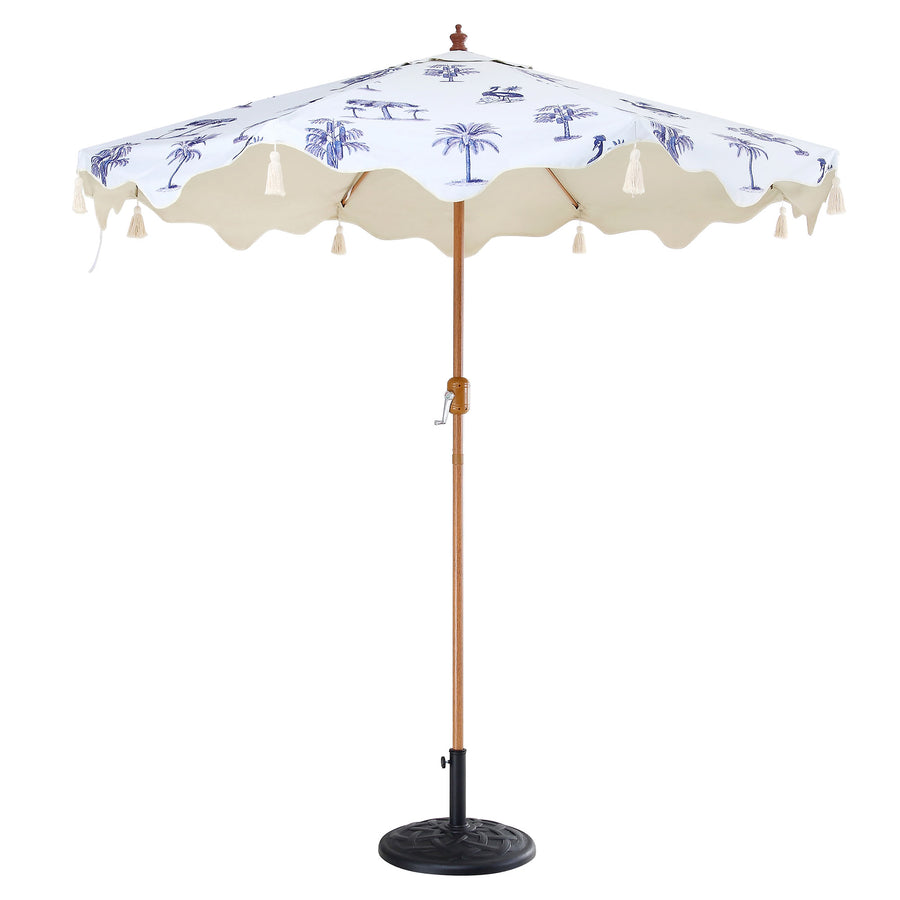 Tropical Pattern 2.6M Octagonal Tassel Parasol with Aluminium Tilt