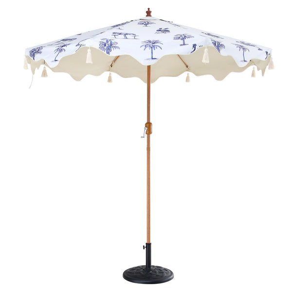 Tropical Pattern 2.6M Octagonal Tassel Parasol with Aluminium Tilt
