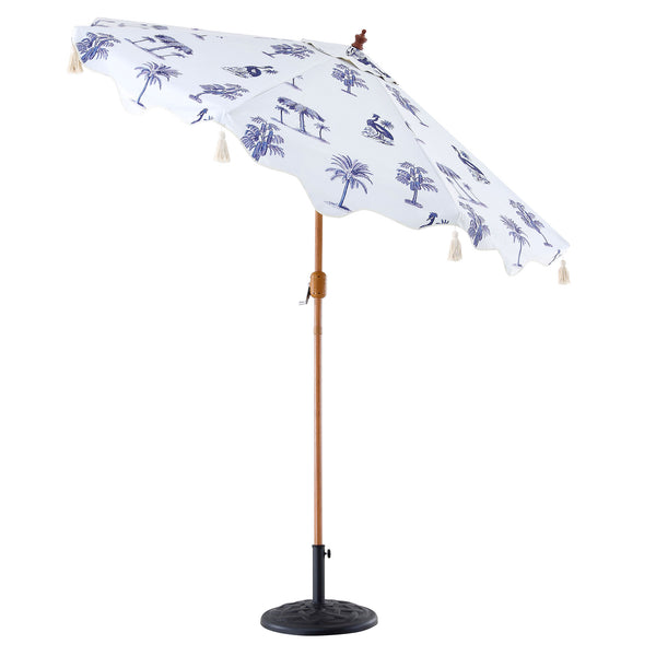 Tropical Pattern 2.6M Octagonal Tassel Parasol with Aluminium Tilt