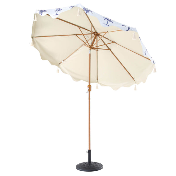 Tropical Pattern 2.6M Octagonal Tassel Parasol with Aluminium Tilt
