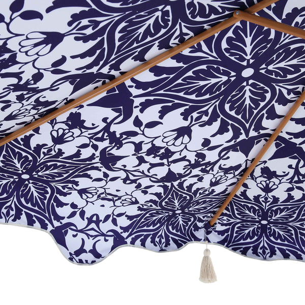 Blue Flower 2.6M Octagonal Tassel Parasol with Aluminium Tilt
