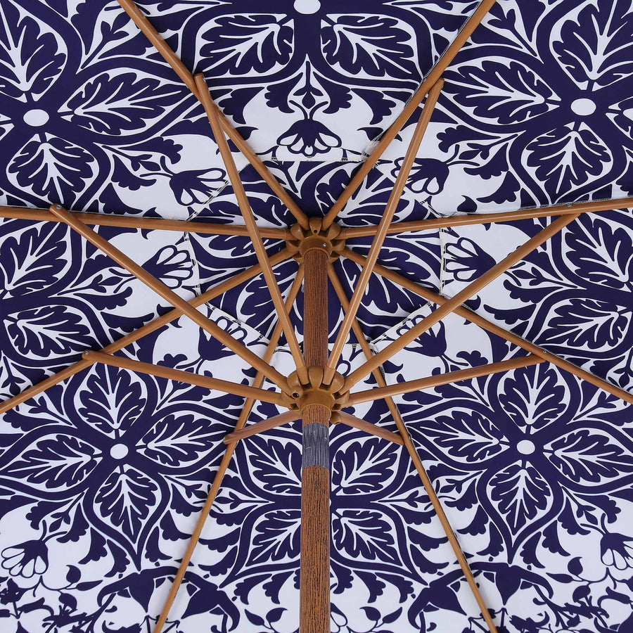 Blue Flower 2.6M Octagonal Tassel Parasol with Aluminium Tilt