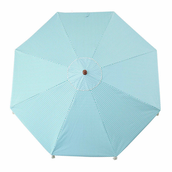 Green Chevron 2.6M Octagonal Tassel Parasol with Aluminium Tilt