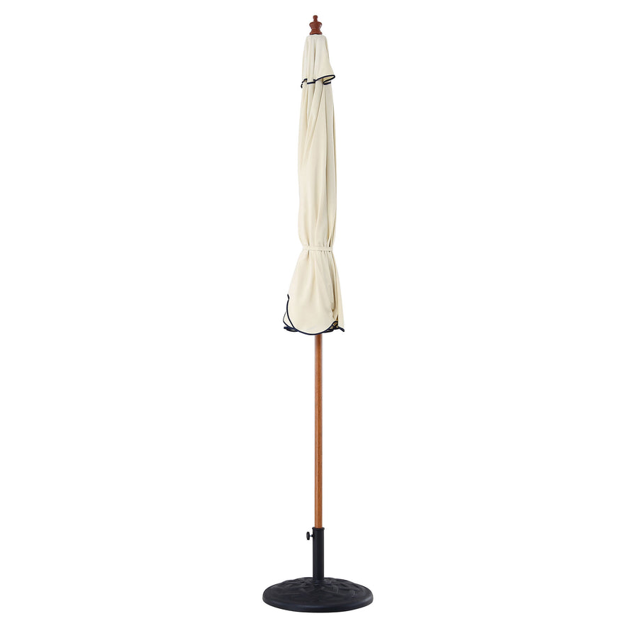 Beige 2.6M Octagonal Crank and Tilt Parasol with Navy Scalloped Edge