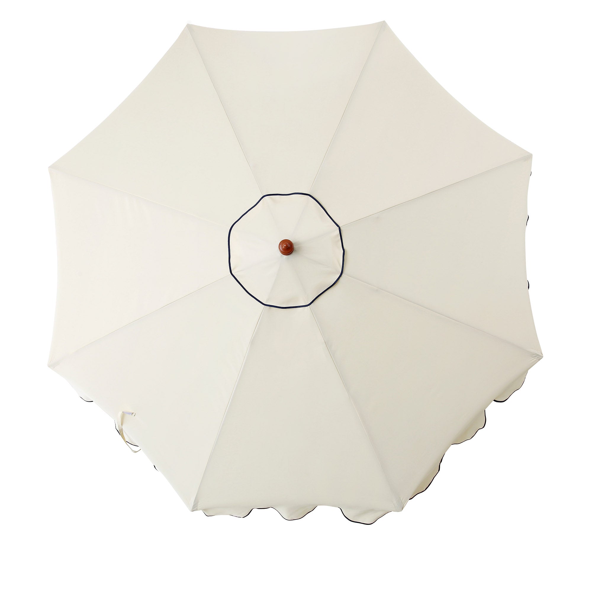 Beige 2 6M Octagonal Crank And Tilt Parasol With Navy Scalloped Edge beige-2-6m-octagonal-crank-and-tilt-parasol-with-navy-scalloped-edge
