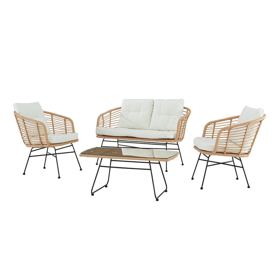 St Loy Natural 4 Seater Rattan Sofa set