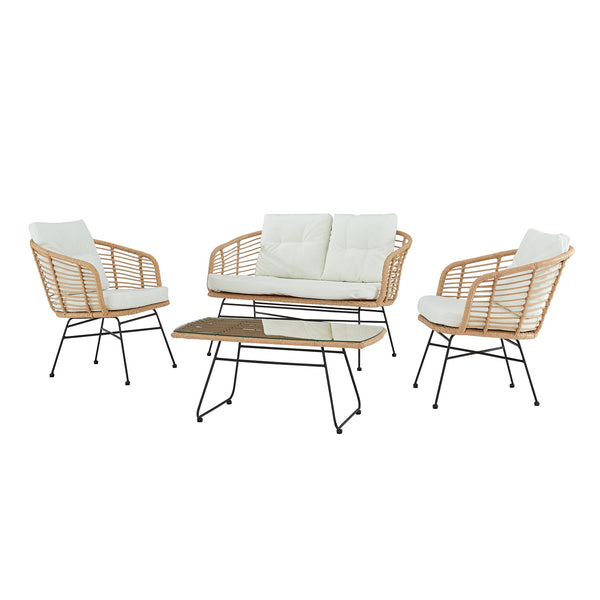 St Loy Natural 4 Seater Rattan Sofa set