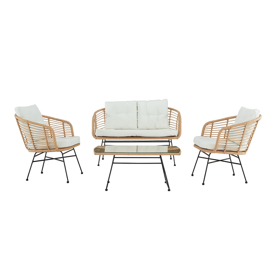St Loy Natural 4 Seater Rattan Sofa set