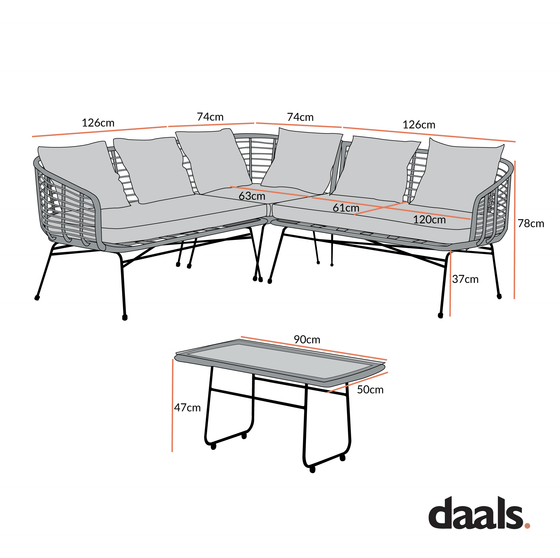 St Loy Natural Rattan Corner Sofa Set with Table